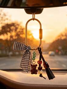 Bag Keychain For Women, Teddy Bear Keychain Pendant With Beads And Ribbon Design, Y2K Style Bag Charm And Car Accessory, Lightweight Keychain, Suitable For Daily Use, Multi-Functional Bag Decor, Rearview Mirror Pendant, Applicable To Handbags, Crossbody Bags, Shoulder Bags, Car Keys, Backpacks, Suitable For Women, Men, Tourists, Friends And Family, Perfect Gift For Teacher's Day, Graduation Season, Back To School, Independence Day, Birthday, Anniversary - Multicolor - View 5