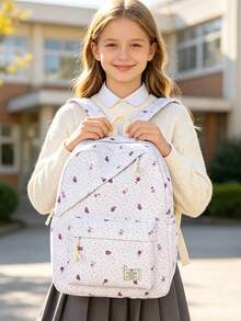 Set Tas Ransel 3 Buah Bergaya Kampus dengan Motif Polkadot/Bunga, Termasuk Ransel, Tas Bekal, dan Tempat Pensil, Dilengkapi Kompartemen Laptop, Tali Bahu yang Dapat Diatur, Banyak Kantong, Kapasitas Besar, Set Tas Sekolah Multifungsi, Cocok untuk Anak Perempuan/Laki-laki/Siswa untuk Penggunaan Sehari-hari/Liburan/Perjalanan/Kembali ke Sekolah - 2345 - View 6