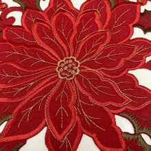 HXARTMIS 1 Buah Taplak Meja Bordir Poinsettia Merah Natal, Dekorasi Meja Makan Liburan Natal Berenda Berongga, Cocok Untuk Restoran, Pesta Dan Dekorasi Rumah - Merah - View 6