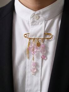 Broche de alfiler multiusos de acero inoxidable 304 chapado en oro de 18K para mujeres, broche de flor con cuentas y borlas estilo macaron, alfileres decorativos para abrigos, bufandas y atuendos de mujer - broche - Ver 6