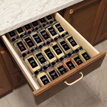4pcs/8pcs/12pcs/18pcs/24pcs Seasoning Bottle Set, 4oz Square Seasoning Jars, Wooden Lid Jars, Kitchen BBQ Seasoning Bottles, Spice Rack Storage Box, Kitchen Tools, Kitchen Accessories (Sticker Content Needs To Be Filled In Yourself) - Multicolor - View 9