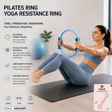 Pink Pilates Yoga Resistance Ring And Free Yoga Resistance Band, Home Fitness Workout Equipment, Suitable For Full Body Exercise - Multicolor - View 10