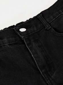 Girls' Spring Denim Jeans, New Fashion Style - Black - View 5