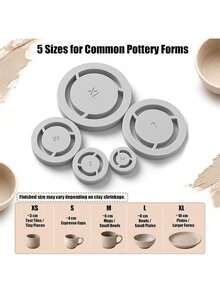 5pcs Pottery Foot Ring Tool Set - Pottery Foot Mold, Pottery Bottom Ring Positioning Tool Set, Ceramic Trimming Support Tool, Multi-Size Pottery Foot Ring, Pottery Wheel Handmade Clay Craft Stability Positioning Auxiliary Tool - Multicolor - View 6