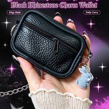 Portable Mini Double Layer Wallet Featuring A Rabbit Pendant, Compact Coin Purse Card Holder With Belt Loop, Lightweight Daily Carry Storage Bag, Simple Solid Design For Daily Outdoor Travel Organization Accessory, Practical Storage Pouch As Gift - Multicolor - View 13