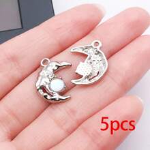 5/10/20pcs Silvery Plated Celestial Rhinestone Charms Sun Moon Star Heart Alloy Pendant For DIY Bracelet Necklace Earring Jewelry Making Findings - Multicolor - View 15