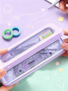 1Set Students' Multifunctional Ruler Set Includes Straight Ruler, Curved Ruler, Protractor And Triangle Plate, High-Quality Drawing Tool For Engineering Design And Drawing Back To School - Multicolor - View 9