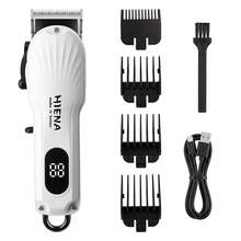 HIENA Professional Hair Clipper, USB Rechargeable Cordless Hair Trimmer With LCD Power Display, Stainless Steel R‑Shape Blade, Adjustable Cutter Head, Guide Combs Kit For Home Barber Salon Hair Cutting - White - View 11