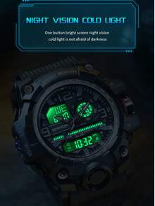 SANDA 3133 Men's Digital Analog Sports Watch 50M Waterproof Multifunction Chronograph Alarm Luminous Silicone Strap Outdoor Watch - One Size - View 5