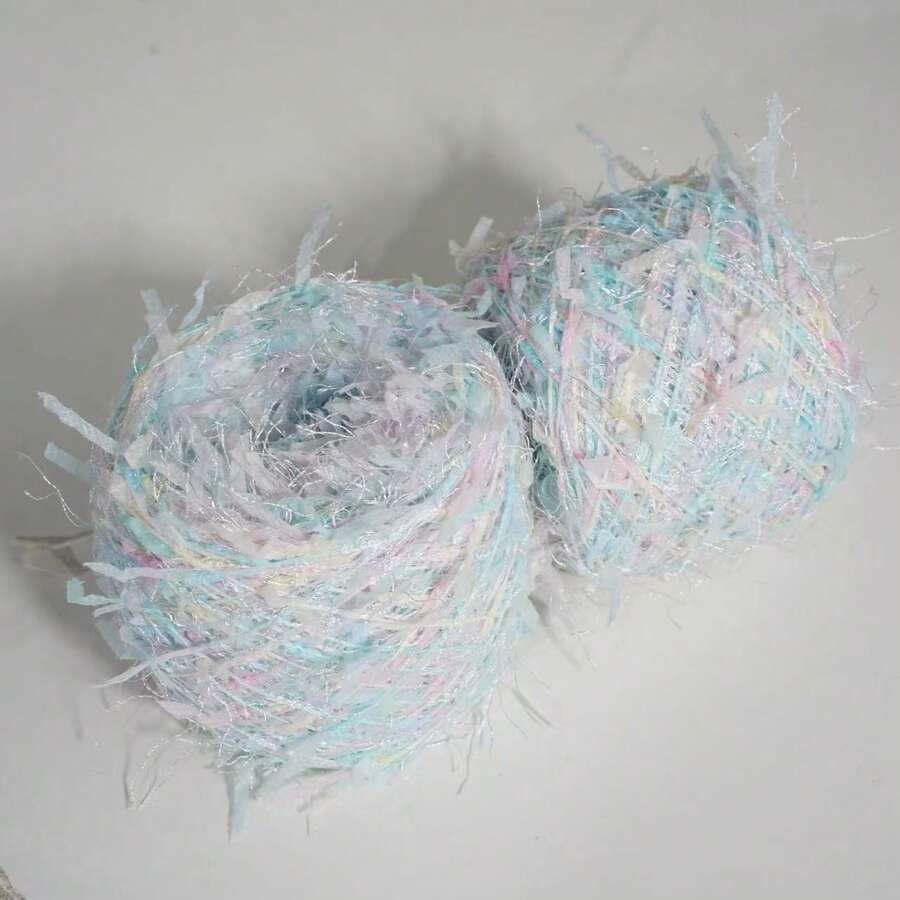 200g/4pcs 150g/3pcs Mixed Color Paper Yarn, Blue & Pink Soft Color With Glitter Paper, Lightweight With Strong Layered Texture. Suitable For Knitting Bags, Shawls, Decorative Accessories, Fresh & Dreamy, Fairy-Like - 200g/4pcs - View 1