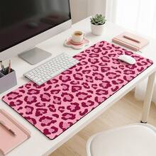 Pink Leopard Print Mouse Pad | Non-Slip Rubber Desk Mat Featuring 2D Flat Printing; Durable And Stylish; Suitable For Gamers And Office Use; Perfect For Halloween And Christmas; Reusable. - Mouse Pad - View 3