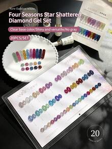 ANNIES 12ml20 Warna Four Seasons Star Remote Broken Diamond Gel Nail Polish Set, Jenis Baru Gel Kuku Disco Broken Diamond Reflektif Kilat yang Meledak untuk Salon Kuku - MultiWarna - View 9