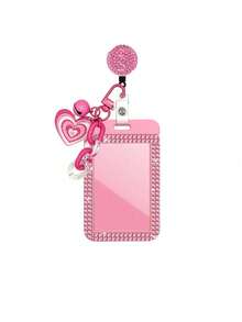 Shiny ID Card Holder With Lanyard And Matching Pendant, ID Card Storage Box, Anti-Loss Lanyard, Student ID Card Holder, Self-Service Restaurant Card Holder, Sliding Cover, Dual Card Slots, Small Card Slot, Bus Card Holder, Non-Inductive, Bank Card Holder, Metro Card Storage, Adjustable Portable ID Card Holder Decorative Keychain, Suitable For Office Workers And Students, Perfect Gift, Back To School Gift, Couple Card Holder, Bank Card Holder, Travel Essential - Multicolor - View 13