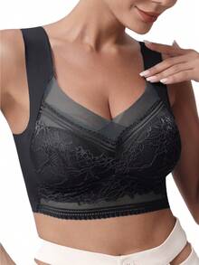 3pcs Seamless Lace Trim Wireless High Elasticity Sports Bras - Multicolor - View 4