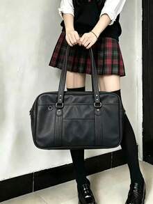 Tas Seragam Sekolah JK Gaya Jepang, Tas Selempang Minimalis Gaya Sekolah untuk Perjalanan, Tas Jinjing Kapasitas Besar - Hitam - View 1