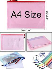 5/2/1pc A4 Mesh Zipper File Bag, Suitable For Travel, Office Supplies, Back To School Season, Learning Supplies Storage And Organization - A - View 3