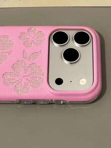 Ins Style Silver Rhinestone Hibiscus Flower Phone Case Compatible With Apple 17 Pro Max, 17 New, 16 Pro Max, 15 Pro, 16 Pro, 15, 17 Pro, Full Coverage Protective Cover, Girly Elegant Minimalist Design - Multicolor - View 4
