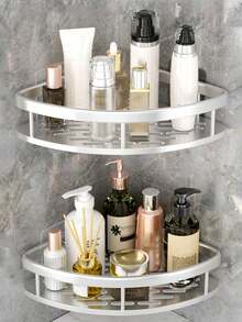 2pcs Stainless Steel Rust-Proof Bathroom Shelf, Large Capacity Shower Caddy, Suitable For Bathroom Storage And Home Decor, No Drilling Required - Multicolor - View 17