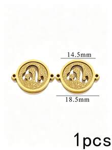 1/5pcs Zodiac Connector Pendant, 18K Gold Plated 304 Stainless Steel Double Hole Zodiac Pendant, Non-Fading DIY Jewelry Accessories - Zodiac Connector Ring - View 12