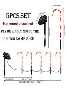 One By Five Christmas Outdoor Decoration LED Solar Powered Candy Cane Lights, Outdoor Holiday Decor Suitable For Garden, Lawn, Pathway, Fence, Yard, Entrance Walkway, Landscape Lighting And Night Scene Atmosphere Decoration - Multicolor - View 11