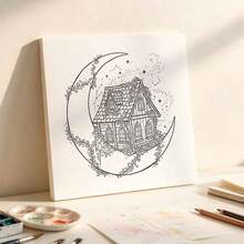 2027 New Moonlit Blossoms Adult Coloring Book, 20*20cm Square Format, 24 Pages, 120g Thick Pearlescent Paper, Dark Gothic Manga Style, Crescent Moon, Vintage Castle With Fragrant Twining Rose Vines, Mysterious And Elegant Atmosphere - Coloring Book - View 6