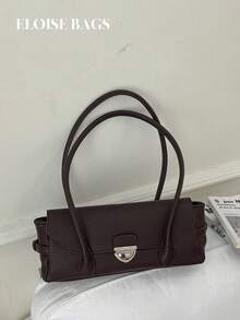 Vintage Metal Buckle Women's Underarm Bag, Minimalist High-End Style, Elegant Commuter Handbag And Shoulder Bag - Coffee - View 2