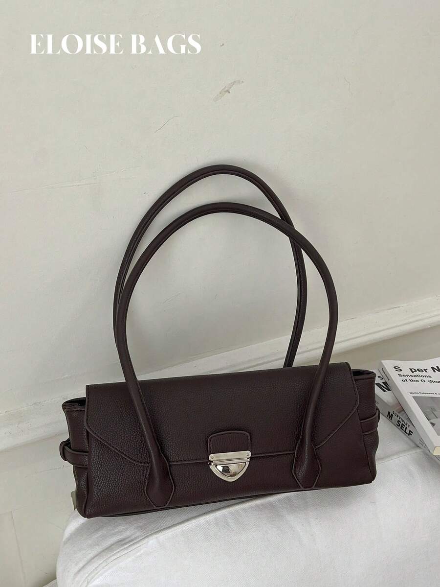 Vintage Metal Buckle Women's Underarm Bag, Minimalist High-End Style, Elegant Commuter Handbag And Shoulder Bag