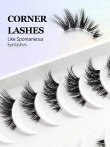 Asiteo 8 Pairs Half Striped False Eyelashes, Natural Extension Cat Eye Lashes, Short Soft 3D Mink Lashes, Transparent Band, Criss-Cross Fluffy Lashes, Suitable For Daily And Party Makeup - Black - View 6