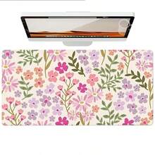 Cute Floral Pattern Leather Gaming Mouse Pad Large Desk Mat Non-Slip Leather Material, Perfect For Office And Home Use, Ideal Gift For Boyfriend/Girlfriend, 35.4X15.7 Inches Desk Mat And Mouse Pad Set Large Mouse Pads For Desk Back To School - View 7