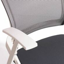 Modern Conference Chair With Mesh Backrest, Folding Office Seating - Dark Gray - No Tabletop - View 6