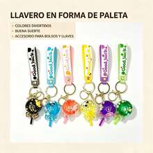 Llavero Caramelo con Purpurina |   Buena suerte |   Accesorio para Bolso y Llaves |   Surtido de Colores - Blanco y Negro - Ver 1