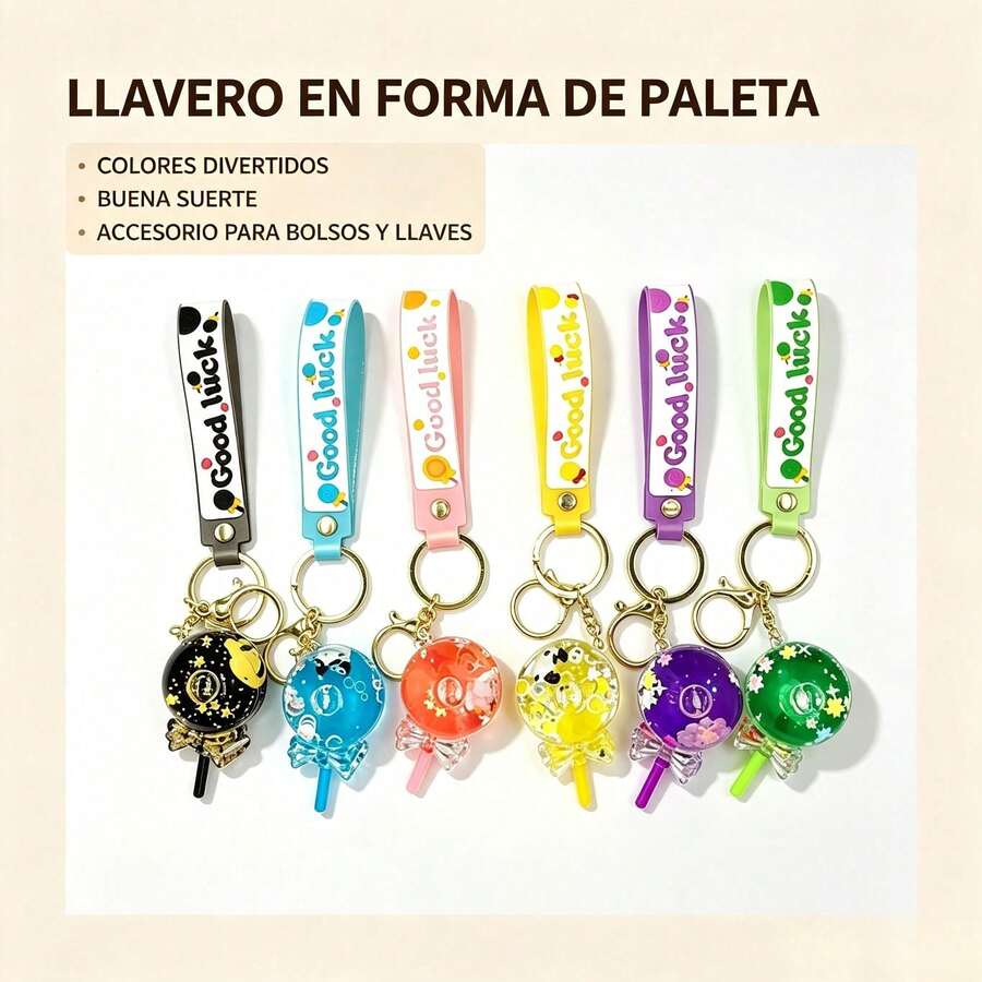 Llavero Caramelo con Purpurina | Buena suerte | Accesorio para Bolso y Llaves | Surtido de Colores - Blanco y Negro - Ver 1