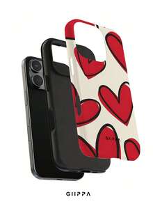 GIIPPA 1pc Red Heart Graffiti Pattern Design, Phone 17 Pro Max Phone Case, Compatible With Phone 16 Pro Max, 15 Pro Max, 14 Pro Max, Korean Style High-End Fashion Fun Phone Case, Compatible With 11/12/13/14/15/16 Pro Max Plus, Elegant Design Suitable For Men And Women, Perfect Gift For Girlfriend On Christmas, Valentine's Day, Easter, Wedding Season And Birthday! - Multicolor - View 2