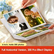 1pc Photo Album For 4*6inch Photos, Large Capacity, Full Landscape Pocket Design, 6 Inch 200 Photos, Suitable For Organizing Travel Memories And Group Photos From Various Events - A - View 2
