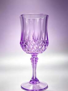 Exquisite Purple High-Stem Wine Glass, Rhombus Embossed Body With Transparent Sparkling Effect. Elegant Handle For Comfortable Grip, Suitable For Fruit Wine, Champagne And Other Drinks, Perfect For Parties And Home Use With High-End Style - View 3