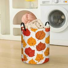 1PC Neon Game Controller Print Round Laundry Basket Large Capacity Storage Hamper With Handles For Bedroom Dorm Home Organization Collapsible Portable Lightweight Waterproof Container Clothes Organizer - Orange - View 3