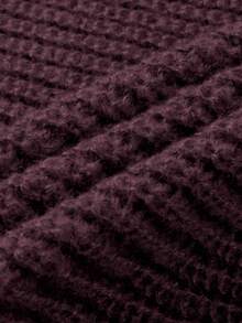 Lightweight Casual Textured Knit Sweater, Minimalist Design, Loose Fit Crew Neck Pullover For Unisex, Suitable For Autumn/Winter - Burgundy - View 7