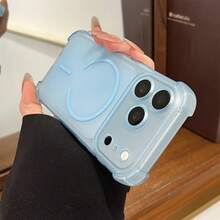 Shockproof Matte Translucent Phone Case, Compatible With 17 Pro Max/17 Air/17 Pro/17/16/15/13/12/Plus/Pro/Promax, Magnetic Support, Four-Corner Full Coverage Drop Protection, Matte Skin-Friendly Touch, Office Business Gift - Ice Blue - View 3