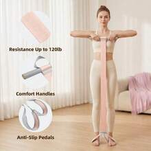 1pc Yoga Resistance Band With Handle, Non-Slip Elastic For Men And Women, Full Body Muscle Training Sit-Up Pull Rope, Home Pilates Strength Fitness, Yoga Exercise Accessory - Multicolor - View 6