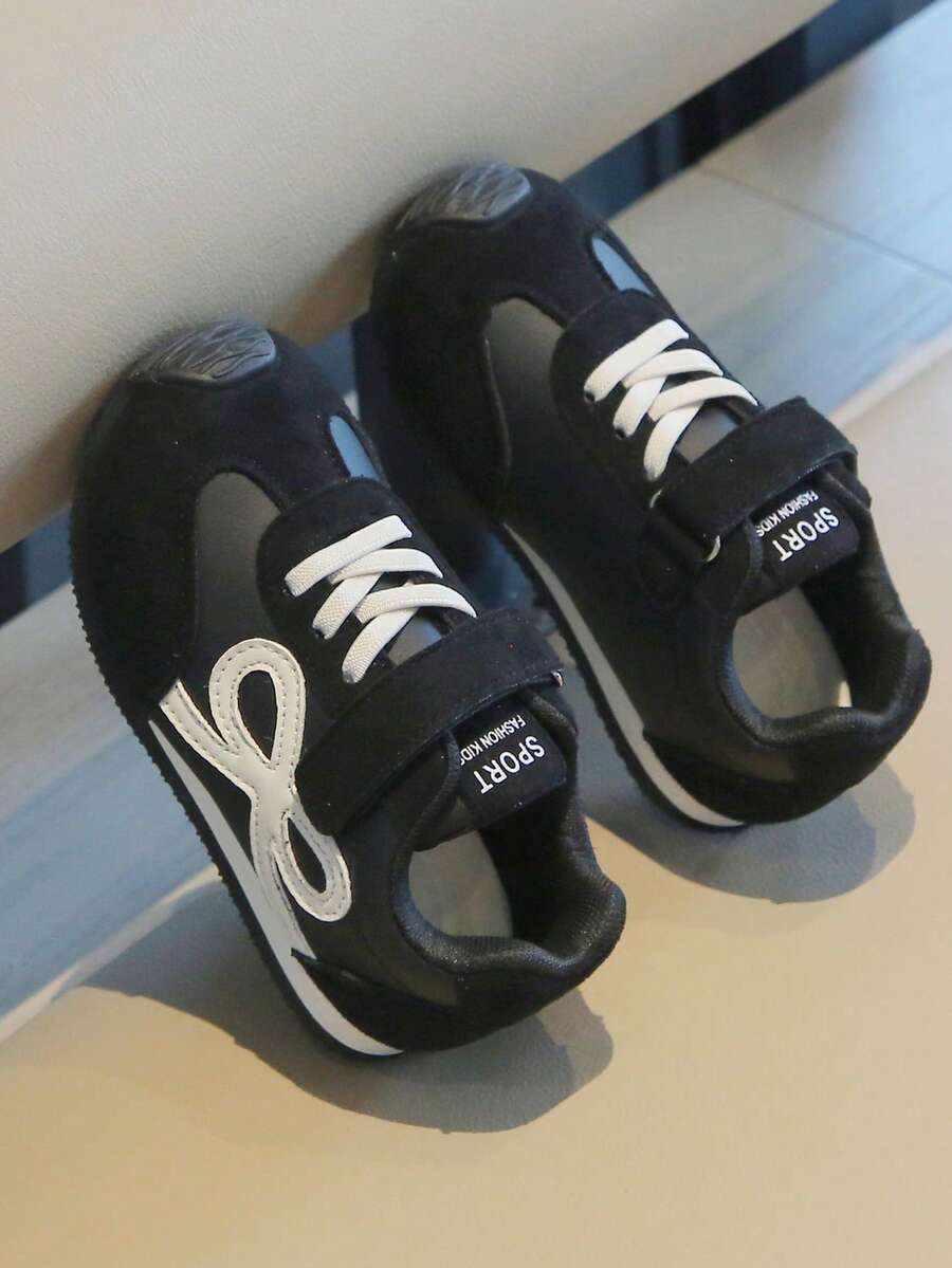 Kids' Bowknot Decor Hook & Loop Closed-Toe Anti-Kick Casual Sports Shoes For Boys And Girls