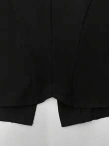 Women's Black Stand Collar Cropped Jacket, Double-Breasted Knit Contrast Design, Slimming Waist, Sexy Style - Black - View 8