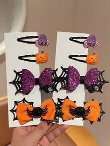 8 Stücke 3,94 Zoll/10 cm Damen Halloween Haarspangen, Spinnen-Kürbis BB-Spange Spinnennetz Schleife Seiten-Spange, Feiertags-Party Kostüm Haarschmuck, geeignet für Halloween Themen-Party Events, Damen Haarschmuck - Verschiedenfarbig - Übersicht 3