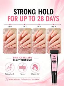 1/2pcs Upgraded Super Strong 10g Semi-Solid Nail Glue, Soft Nail Glue For Nail Tips - No UV Light Needed, Long-Lasting - 10g - View 2
