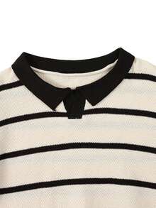 Boys' & Teens' Fashion College Striped Small Collar Pullover Sweater, Spring/Autumn/Winter, Halloween - Apricot - View 4