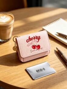 Cherry Print Short Wallet, Compact And Portable Wallet, Multi-Card Slot Card Holder, Minimalist Fashion Zipper Coin Purse, Cherry Red Bright And Eye-Catching, Convenient For Commuting And Metro Card Swiping, Quick Payment In Shopping Malls, Fast Coin And Change Retrieval For Vacation And Travel Checkout, Travel ID And Room Key Storage And Anti-Loss, Suitable For Women, College Students, Office Workers, Perfect For Gifting Between Friends, Halloween, Christmas, Souvenir, Birthday Gift - Multicolor - View 8