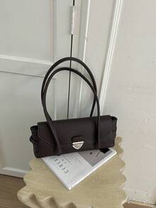 Vintage Metal Buckle Women's Underarm Bag, Minimalist High-End Style, Elegant Commuter Handbag And Shoulder Bag - Coffee - View 7