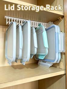 Pot Lid Storage Rack, Cabinet Door Organizer, Hanging Lid Holder For Kitchen Food Container Lids,Hanging Pot Lid Organizer Rack, Under‑Cabinet Lid Storage Holder, Space‑Saving Rack For Kitchen Container Pot Lids - Multicolor - View 3