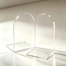 L-Shaped Transparent Acrylic Bookend, Heavy Duty Stable With 4 Non-Slip Pads, Minimalist Style Desktop Storage Book Support, Suitable For Home Office Library - Clear - View 1