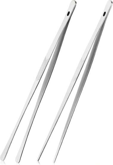 2 piezas de pinzas de cocina de acero inoxidable de 12" con puntas dentadas