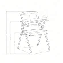 Folding Office Chair With Armrests, Mesh Conference Chair For Meeting Room - Dark Grey - With Tabletop - View 7